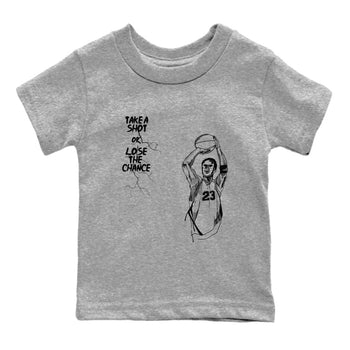 4s White Thunder shirts to match jordans Take A Shot sneaker match tees Air Jordan 4 White Thunder SNRT Sneaker Release Tees Youth Baby Heather Grey 2 crew neck shirts
