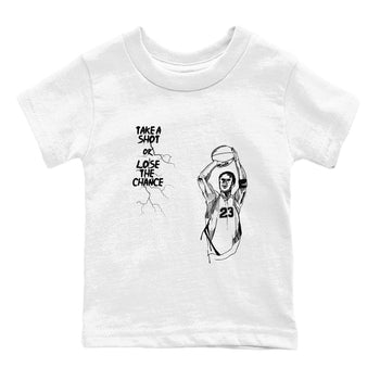 4s White Thunder shirts to match jordans Take A Shot sneaker match tees Air Jordan 4 White Thunder SNRT Sneaker Release Tees Youth Baby White 2 crew neck shirts