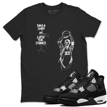 4s White Thunder shirts to match jordans Take A Shot sneaker match tees Air Jordan 4 White Thunder SNRT Sneaker Release Tees unisex cotton Black 1 crew neck shirts