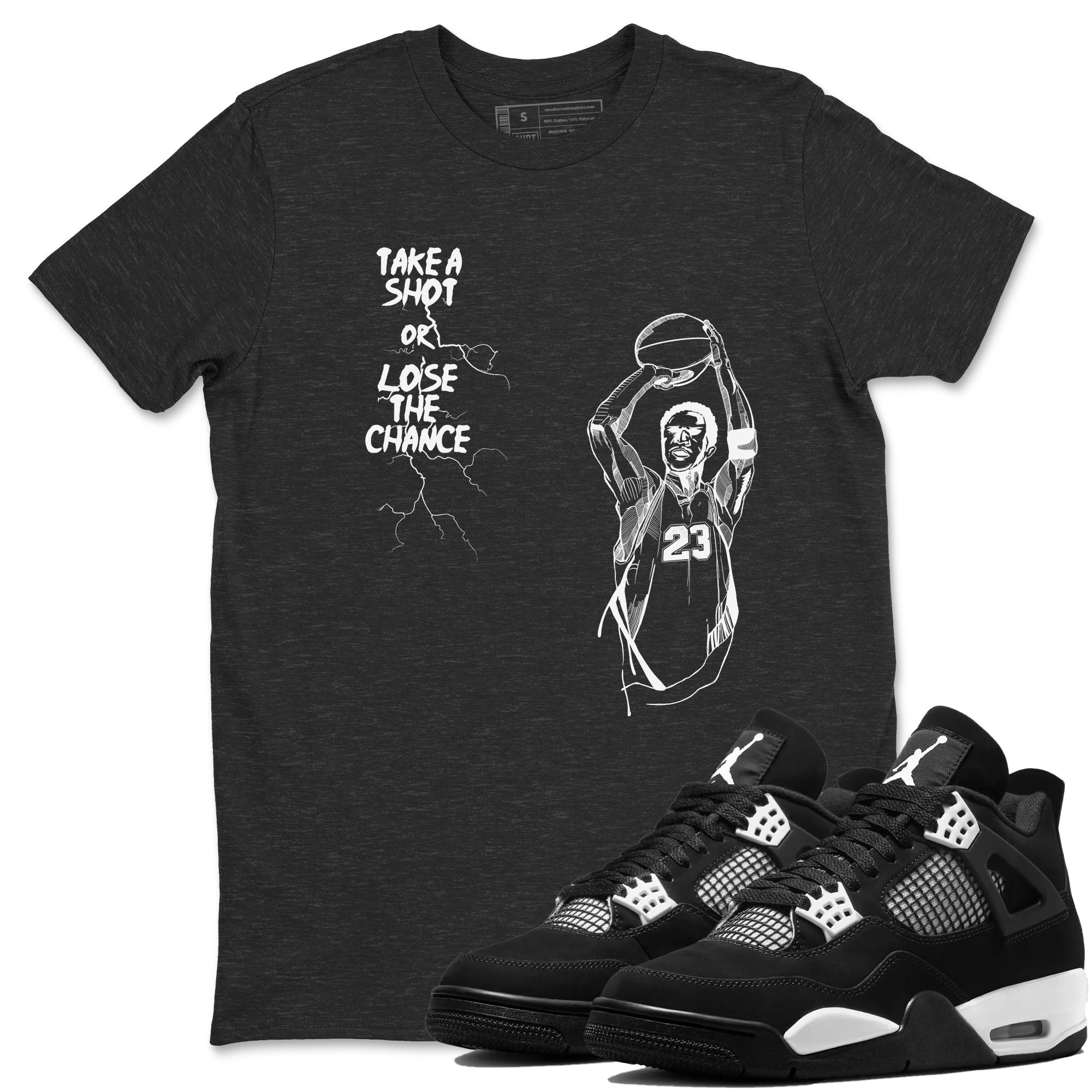 4s White Thunder shirts to match jordans Take A Shot sneaker match tees Air Jordan 4 White Thunder SNRT Sneaker Release Tees unisex cotton Charcoal Heather 1 crew neck shirts