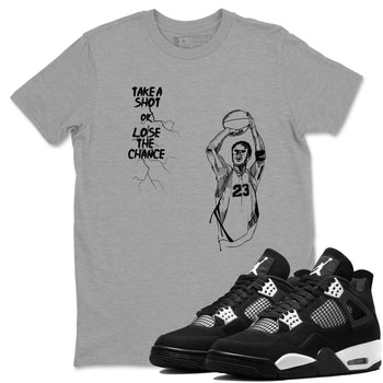 4s White Thunder shirts to match jordans Take A Shot sneaker match tees Air Jordan 4 White Thunder SNRT Sneaker Release Tees unisex cotton Heather Grey 1 crew neck shirts