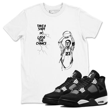 4s White Thunder shirts to match jordans Take A Shot sneaker match tees Air Jordan 4 White Thunder SNRT Sneaker Release Tees unisex cotton White 1 crew neck shirts
