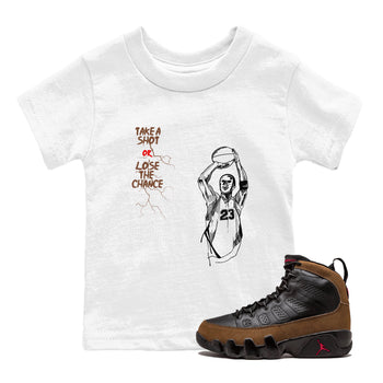 9s Olive shirts to match jordans Take A Shot sneaker match tees Air Jordan 9 Olive match shoes to clothes SNRT Sneaker Tees Youth Baby White 1 tee