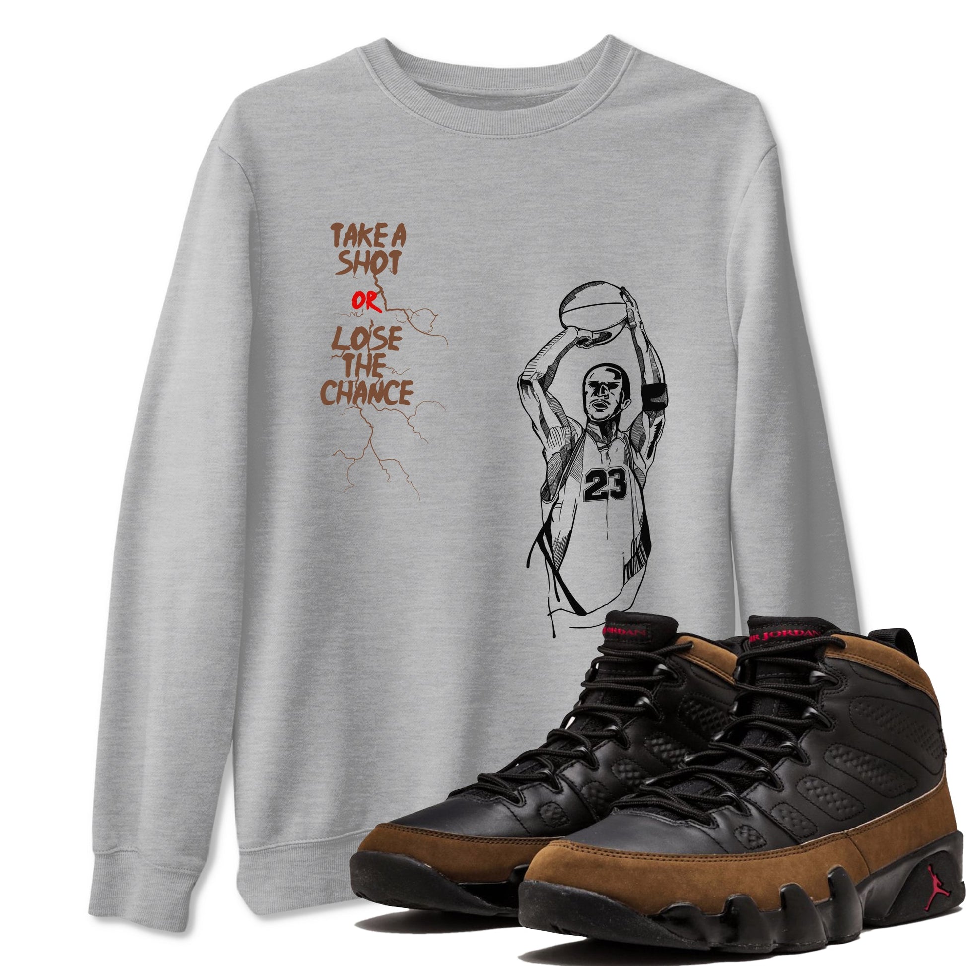 9s Olive shirts to match jordans Take A Shot sneaker match tees Air Jordan 9 Olive match shoes to clothes SNRT Sneaker Tees unisex cotton Heather Grey 1 shirts