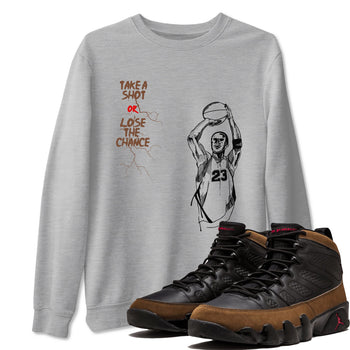 9s Olive shirts to match jordans Take A Shot sneaker match tees Air Jordan 9 Olive match shoes to clothes SNRT Sneaker Tees unisex cotton Heather Grey 1 shirts