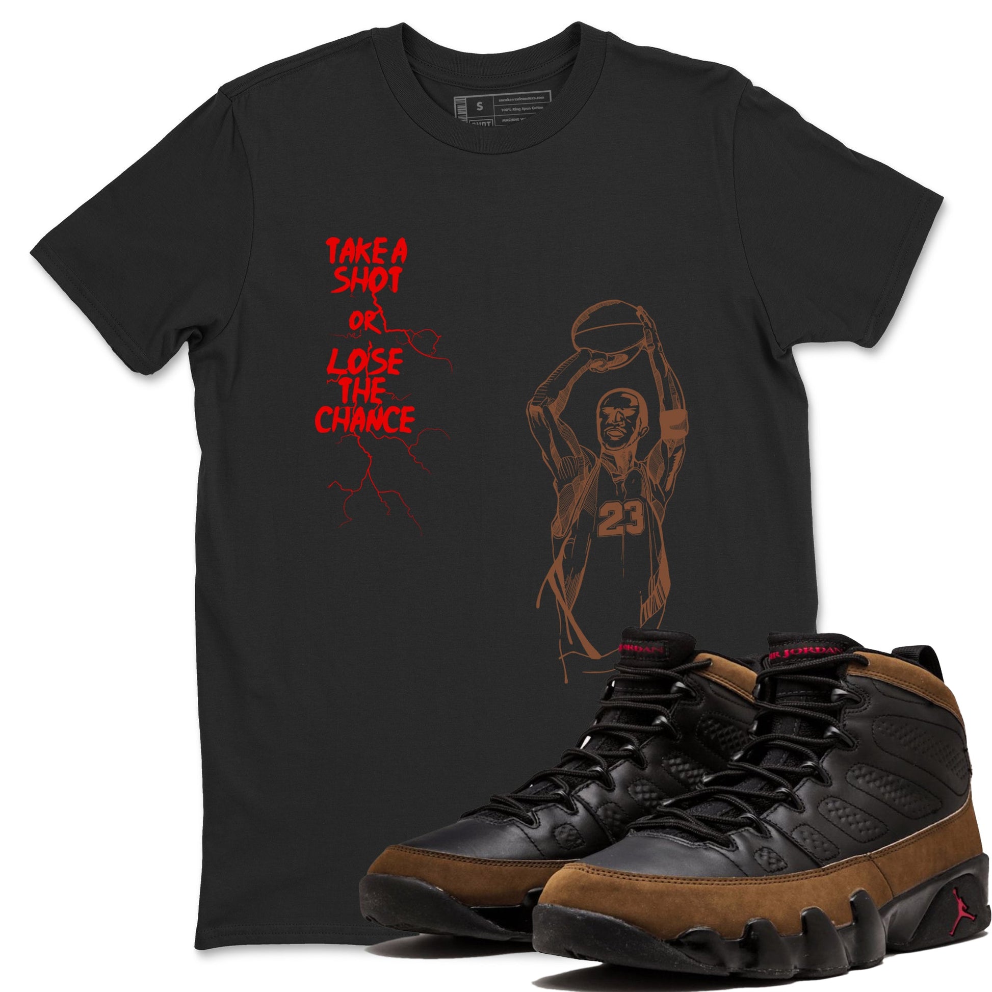 9s Olive shirts to match jordans Take A Shot sneaker match tees Air Jordan 9 Olive match shoes to clothes SNRT Sneaker Tees unisex cotton Black 1 shirts