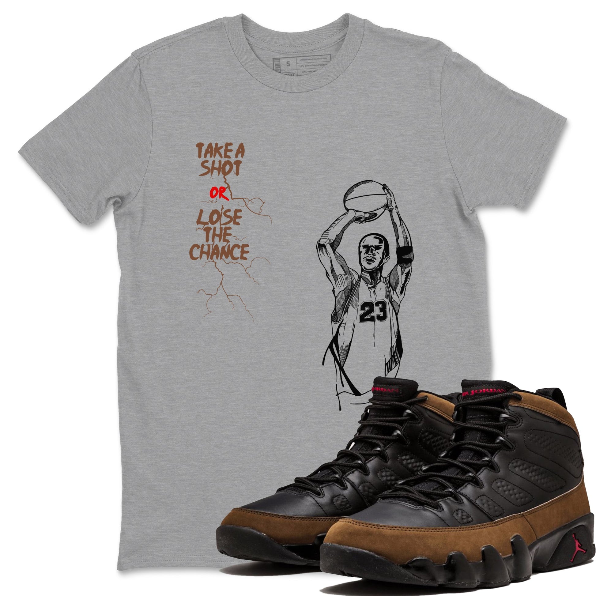 9s Olive shirts to match jordans Take A Shot sneaker match tees Air Jordan 9 Olive match shoes to clothes SNRT Sneaker Tees unisex cotton Heather Grey 1 shirts
