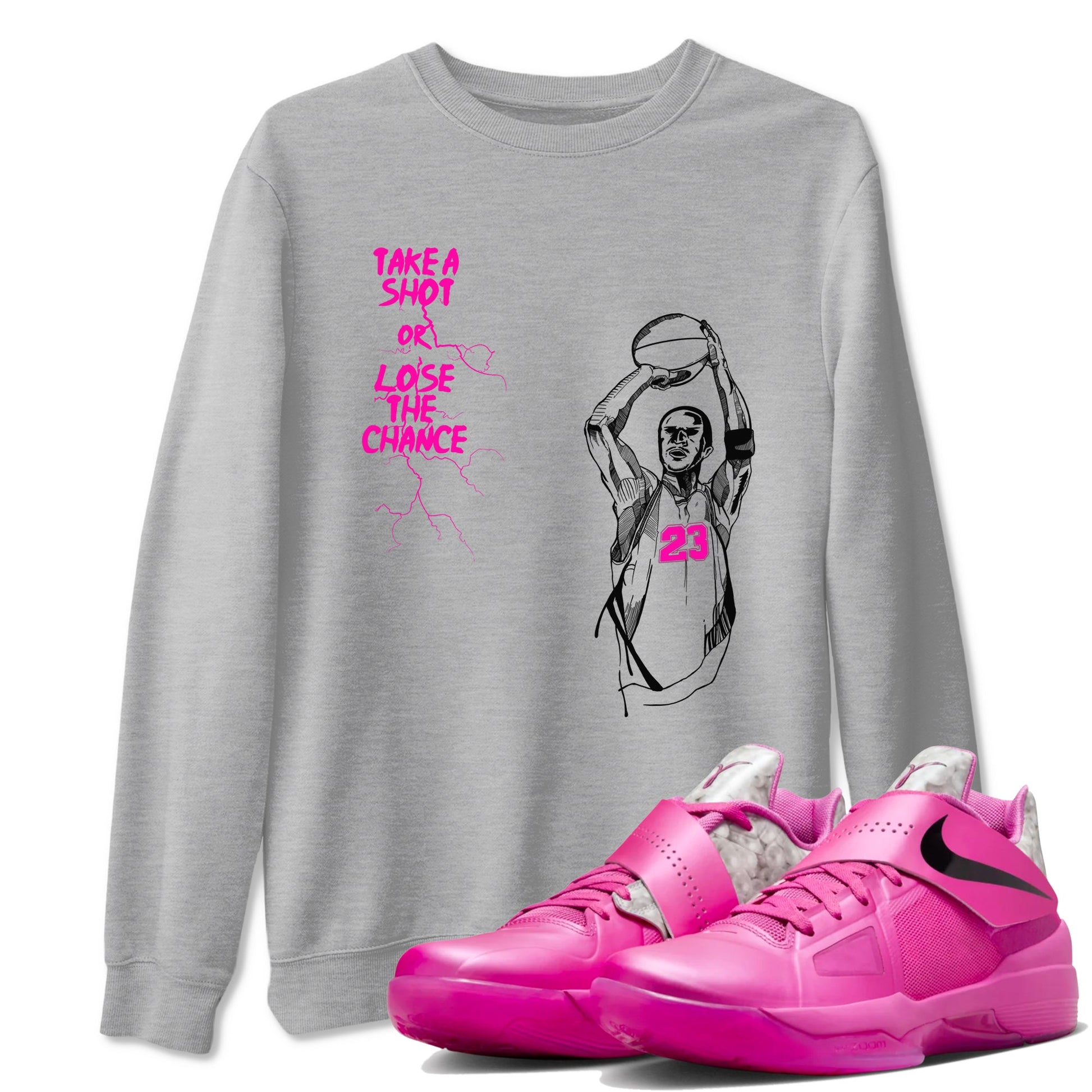 Nike KD 4 Retro Aunt Pearl shirts to match jordans Take A Shot sneaker match tees Nike KD 4 Aunt Pearl match shoes to clothes SNRT Sneaker Tees unisex cotton Heather Grey 1 shirts