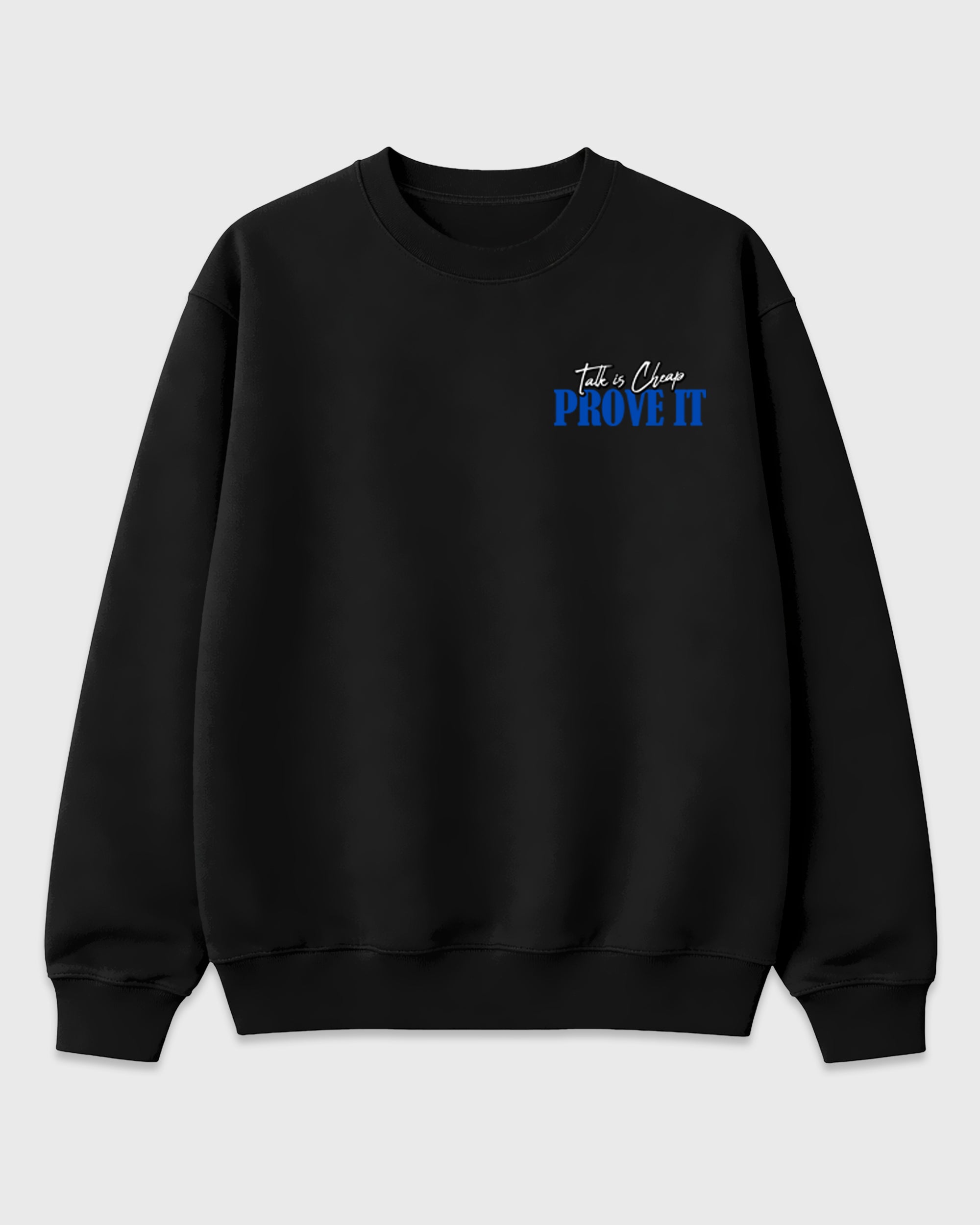 Talk Is Cheap Black Graphic Sweatshirt - 2, featuring original SNRT artwork created to pair with Air Jordan 4 J Balvin 'Amazonas' sneakers and everyday streetwear styling.