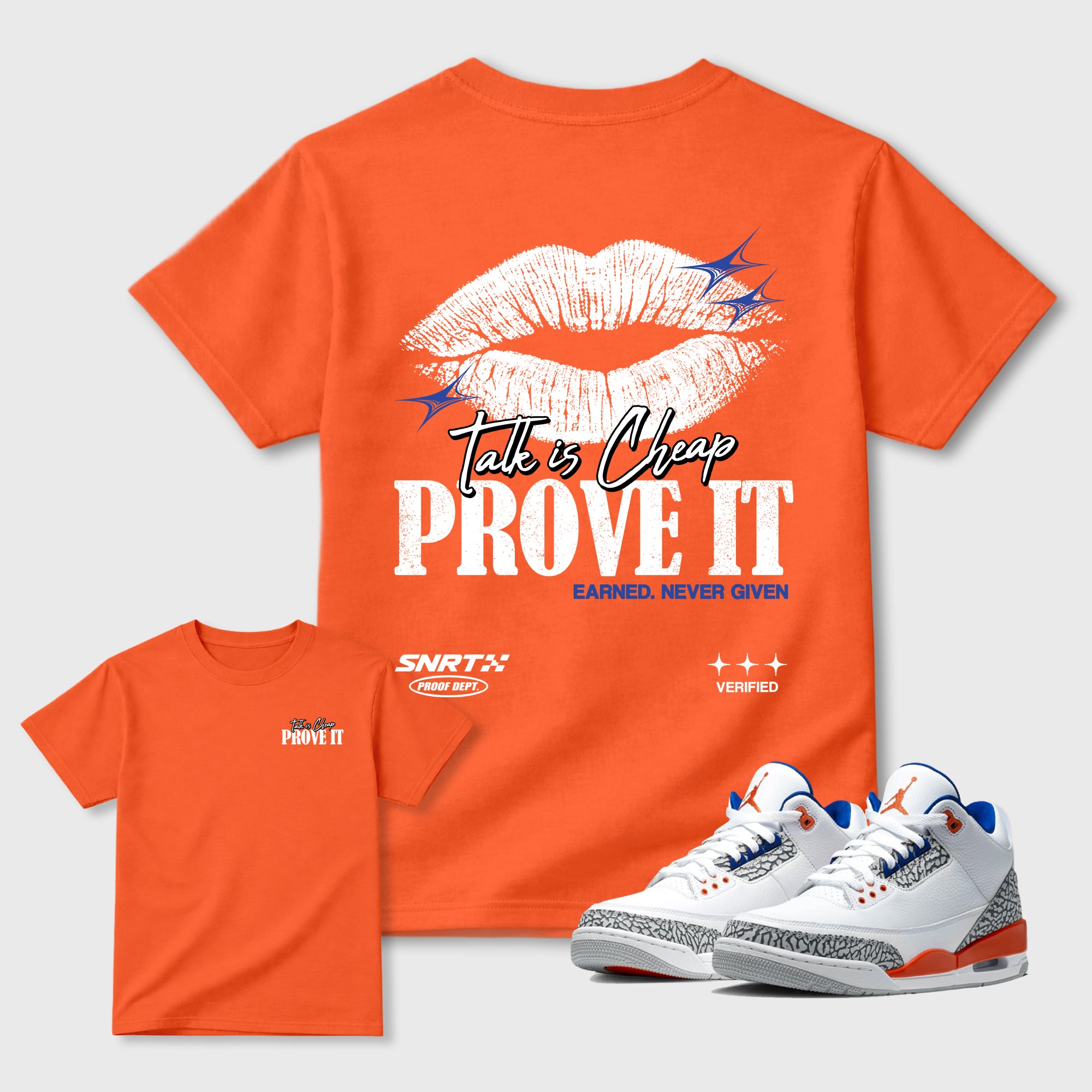 Talk Is Cheap Graphic T-Shirt featuring original streetwear artwork designed to match the . Orange Graphic T-Shirt.