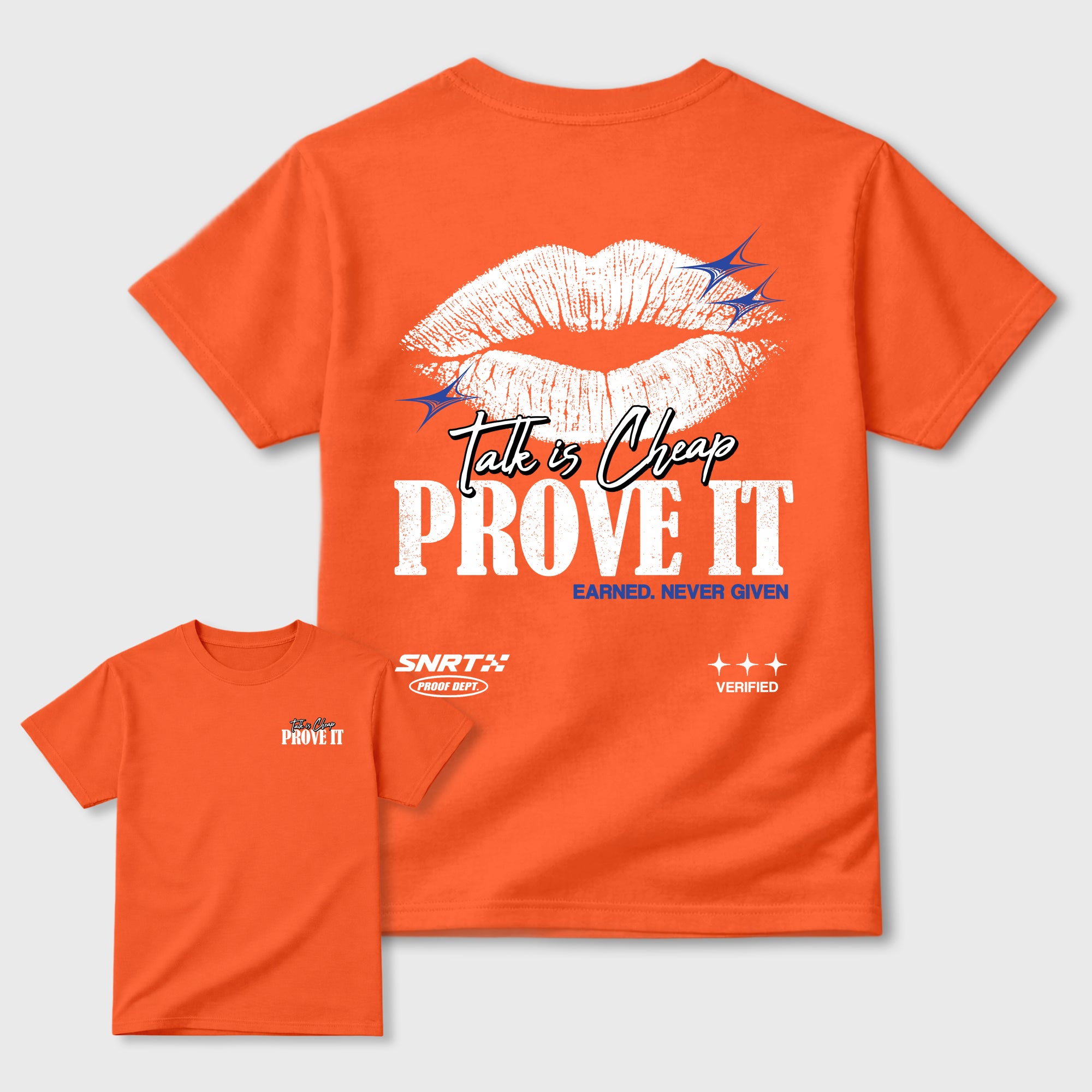 Talk Is Cheap Graphic T-Shirt featuring original streetwear artwork designed to match the . Orange Graphic T-Shirt.