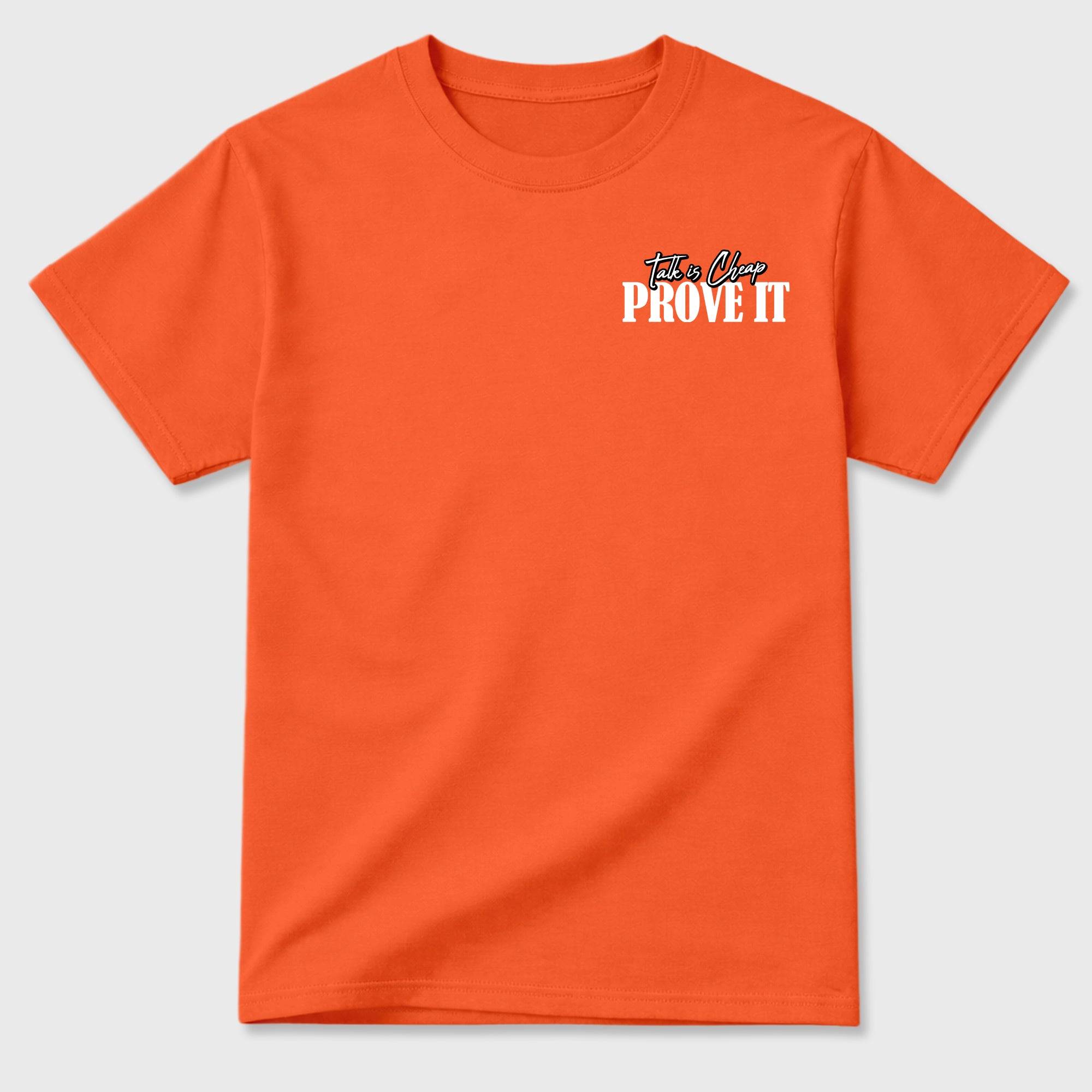 Talk Is Cheap Graphic T-Shirt featuring original streetwear artwork designed to match the . Orange Graphic T-Shirt.