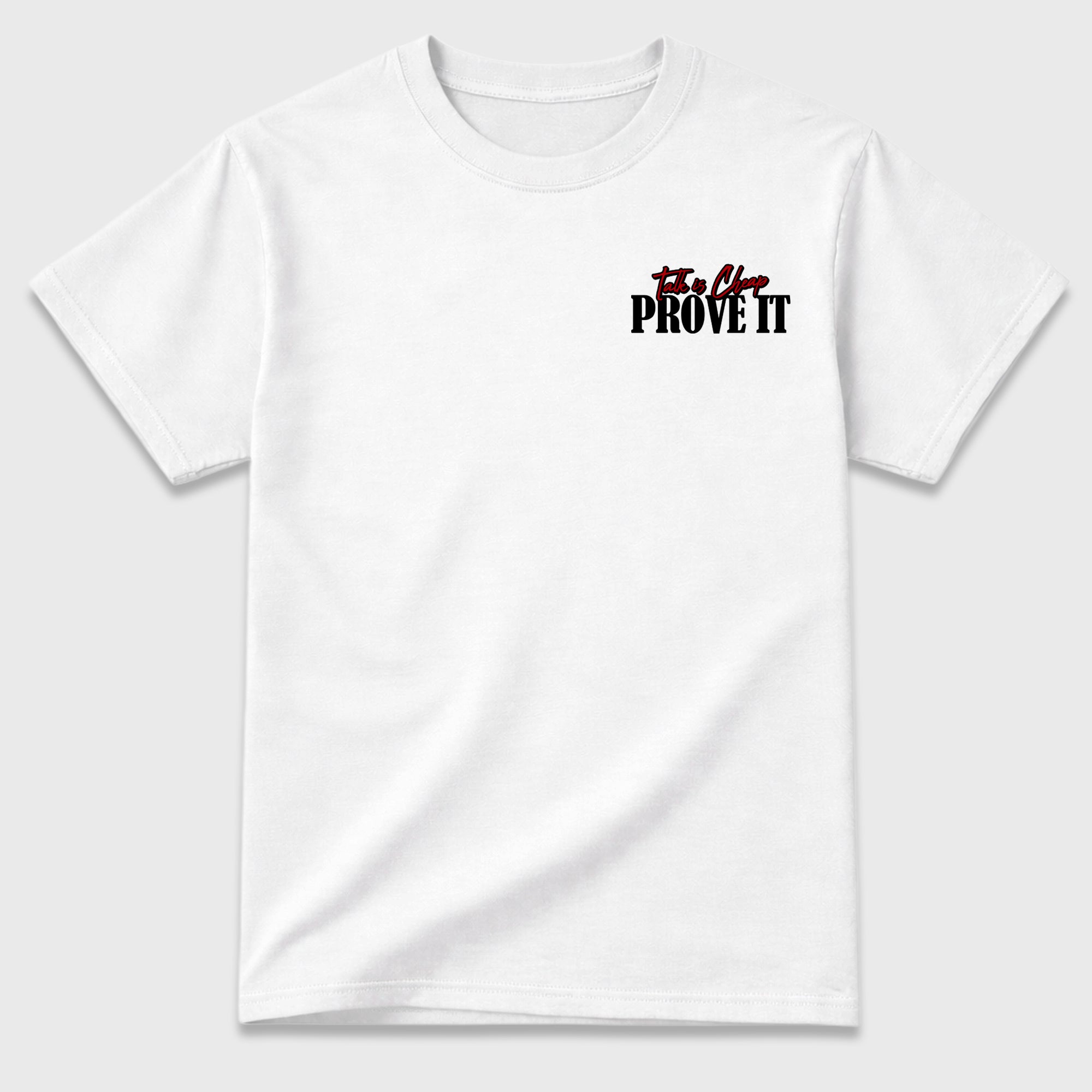 Talk is Cheap White Graphic T-Shirt - 3, sneaker matching shirt designed to pair with Air Jordan 9 Retro Space Jam sneakers for a coordinated streetwear outfit.