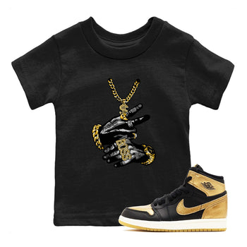 Air Jordan 1 High OG Black Metallic Gold shirts to match jordans Tatto Hands sneaker match tees Air Jordan 1 Retrp Black Metallic Gold Sneaker Shirts SNRT Sneaker Tees streetwear brand Baby and Youth Black 1 cotton tee