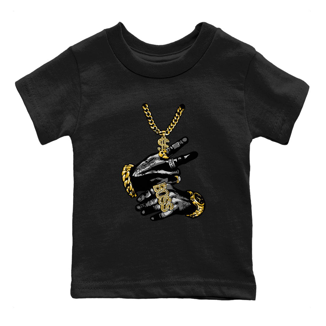 Air Jordan 1 High OG Black Metallic Gold shirts to match jordans Tatto Hands sneaker match tees Air Jordan 1 Retrp Black Metallic Gold Sneaker Shirts SNRT Sneaker Tees streetwear brand Baby and Youth Black 2 cotton tee