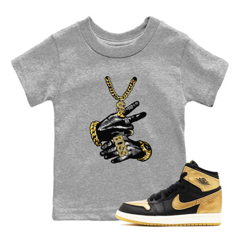 Air Jordan 1 High OG Black Metallic Gold shirts to match jordans Tatto Hands sneaker match tees Air Jordan 1 Retrp Black Metallic Gold Sneaker Shirts SNRT Sneaker Tees streetwear brand Baby and Youth Heather Grey 1 cotton tee