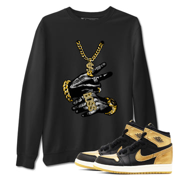 Air Jordan 1 High OG Black Metallic Gold shirts to match jordans Tatto Hands sneaker match tees Air Jordan 1 Retrp Black Metallic Gold Sneaker Shirts SNRT Sneaker Tees streetwear brand Black 1 unisex cotton tee