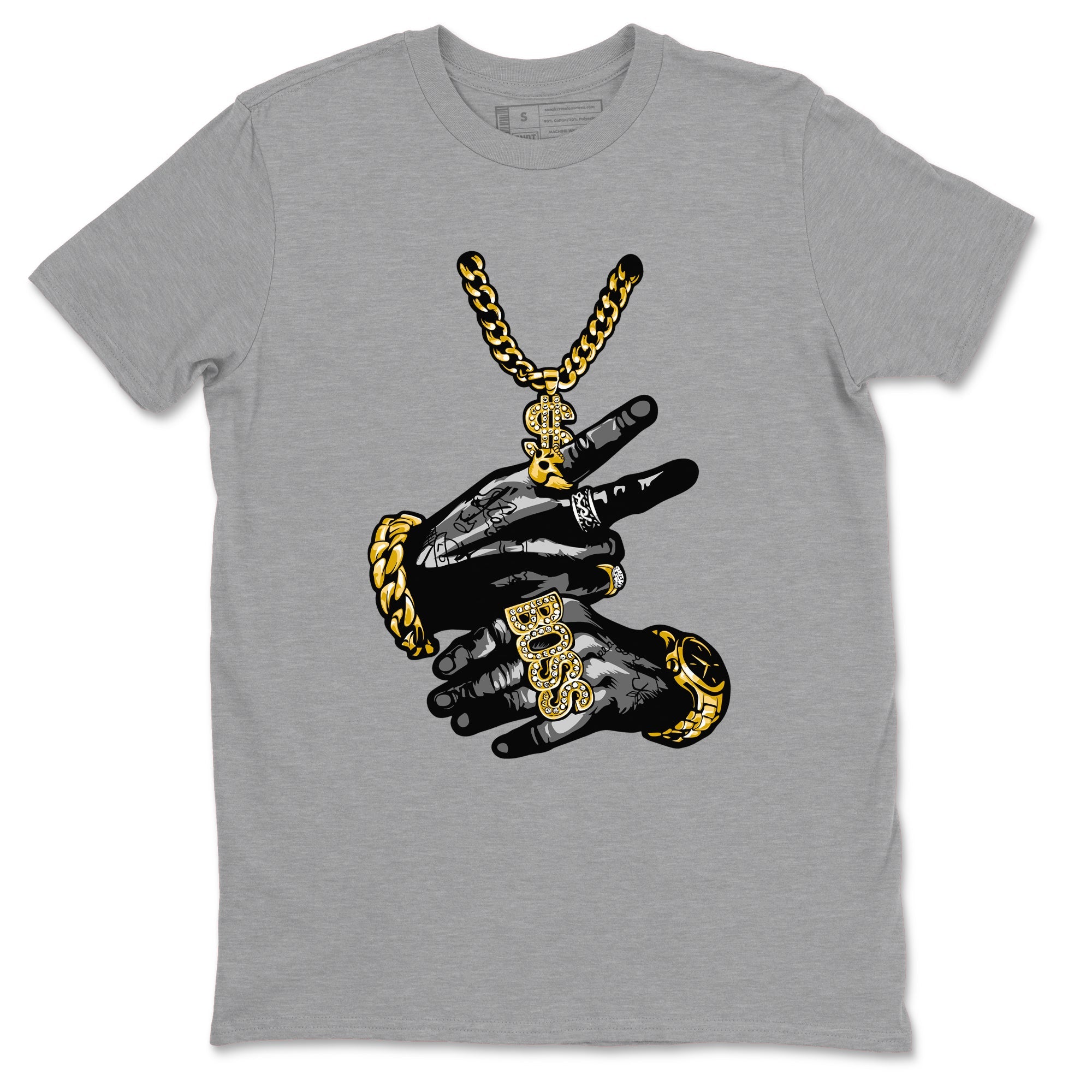 Air Jordan 1 High OG Black Metallic Gold shirts to match jordans Tatto Hands sneaker match tees Air Jordan 1 Retrp Black Metallic Gold Sneaker Shirts SNRT Sneaker Tees streetwear brand Heather Grey 2 unisex cotton tee