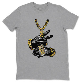 Air Jordan 1 High OG Black Metallic Gold shirts to match jordans Tatto Hands sneaker match tees Air Jordan 1 Retrp Black Metallic Gold Sneaker Shirts SNRT Sneaker Tees streetwear brand Heather Grey 2 unisex cotton tee