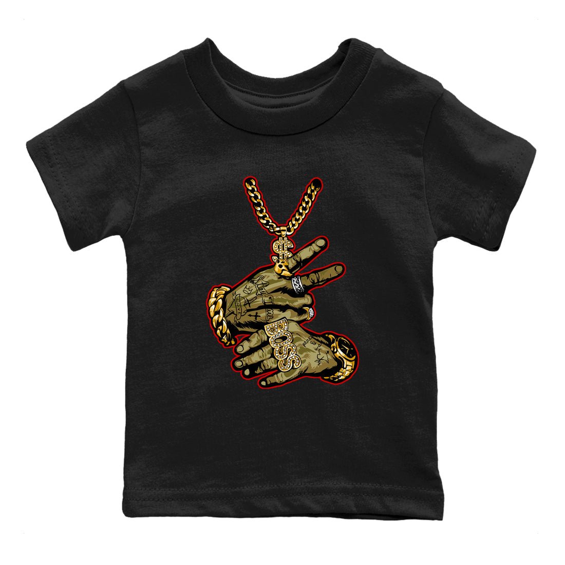 9s Olive shirts to match jordans Tattoo Hands sneaker match tees Air Jordan 9 Retro Olive match shoes to clothes SNRT Sneaker Tees Youth Baby Black 2 tee