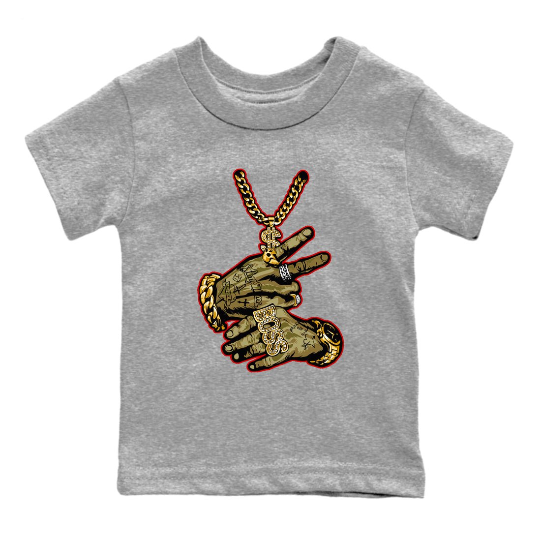 9s Olive shirts to match jordans Tattoo Hands sneaker match tees Air Jordan 9 Retro Olive match shoes to clothes SNRT Sneaker Tees Youth Baby Heather Grey 2 tee