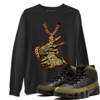 9s Olive shirts to match jordans Tattoo Hands sneaker match tees Air Jordan 9 Retro Olive match shoes to clothes SNRT Sneaker Tees unisex cotton Black 1 shirts