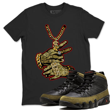 9s Olive shirts to match jordans Tattoo Hands sneaker match tees Air Jordan 9 Retro Olive match shoes to clothes SNRT Sneaker Tees unisex cotton Black 1 shirts