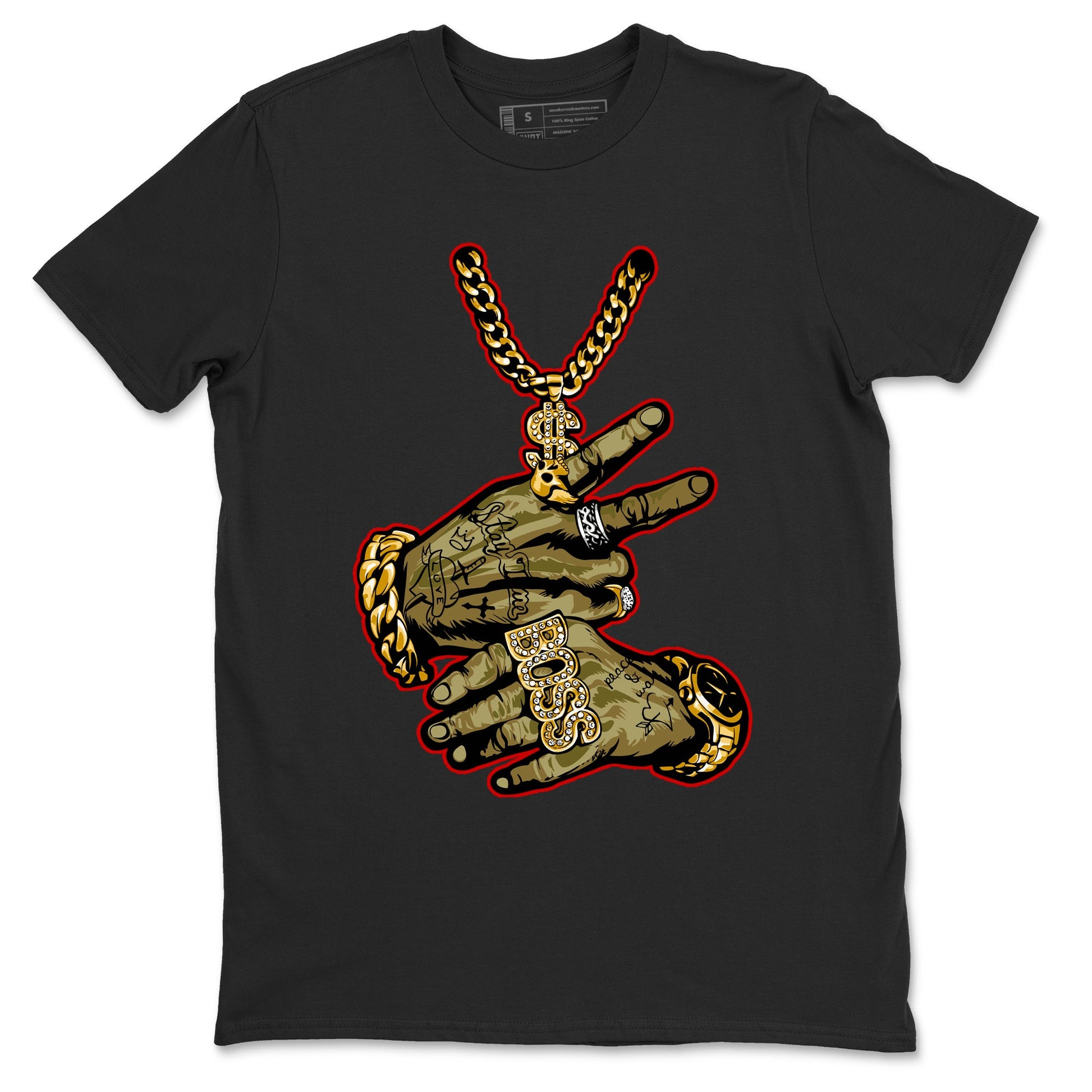 9s Olive shirts to match jordans Tattoo Hands sneaker match tees Air Jordan 9 Retro Olive match shoes to clothes SNRT Sneaker Tees unisex cotton Black 2 shirts