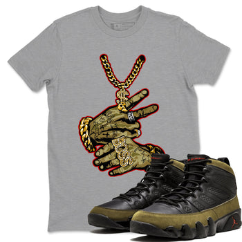 9s Olive shirts to match jordans Tattoo Hands sneaker match tees Air Jordan 9 Retro Olive match shoes to clothes SNRT Sneaker Tees unisex cotton Heather Grey 1 shirts