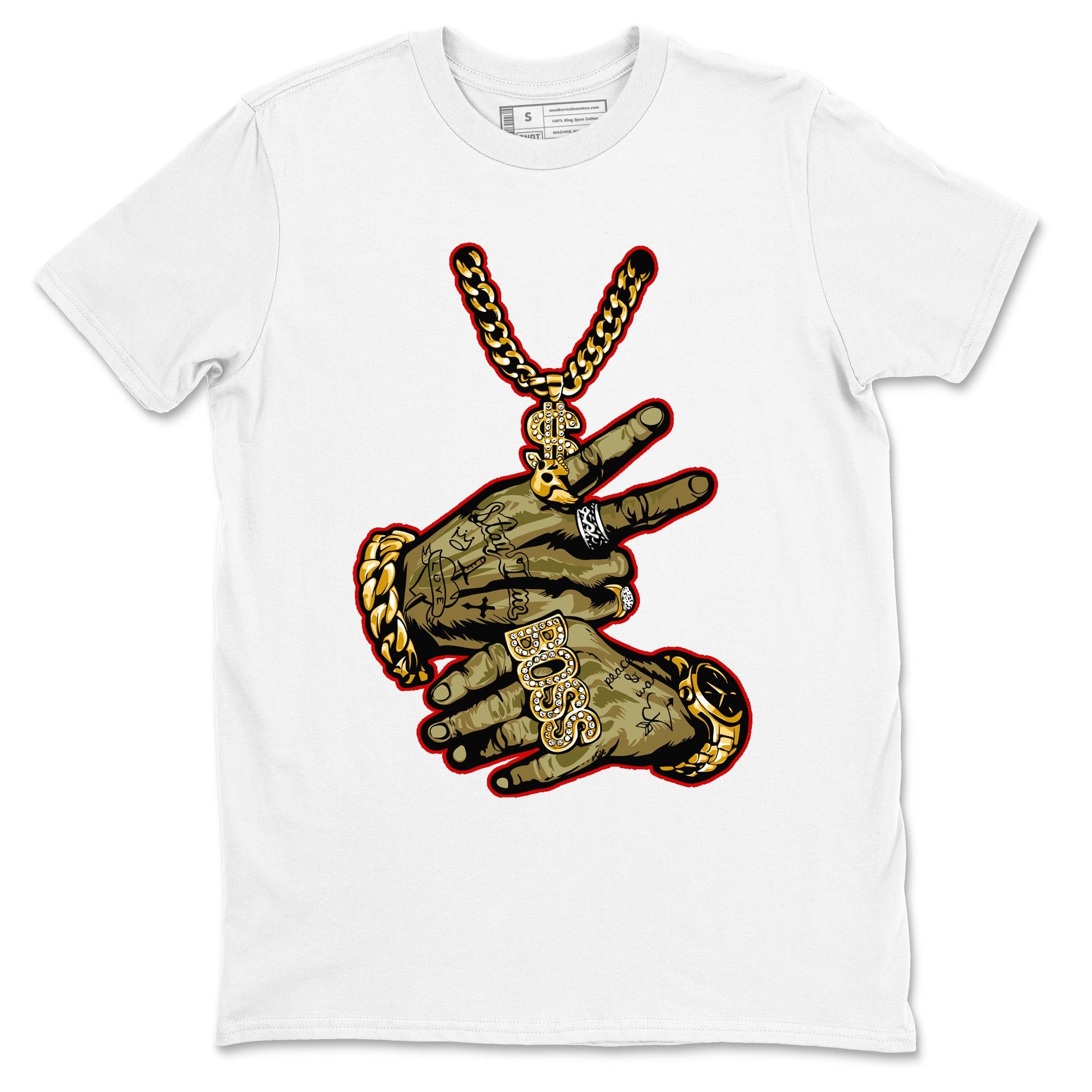 9s Olive shirts to match jordans Tattoo Hands sneaker match tees Air Jordan 9 Retro Olive match shoes to clothes SNRT Sneaker Tees unisex cotton White 2 shirts