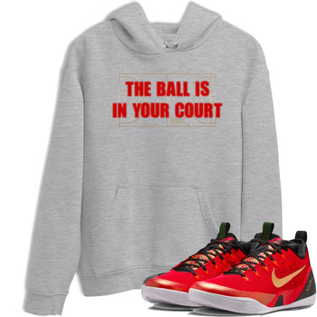 Sneaker match tees – Sneaker Tees To Match Nike KB 9 China Shoes KB 9 University Red and Metallic Gold – The Ball Is In Your Court Tee Heather Grey 1