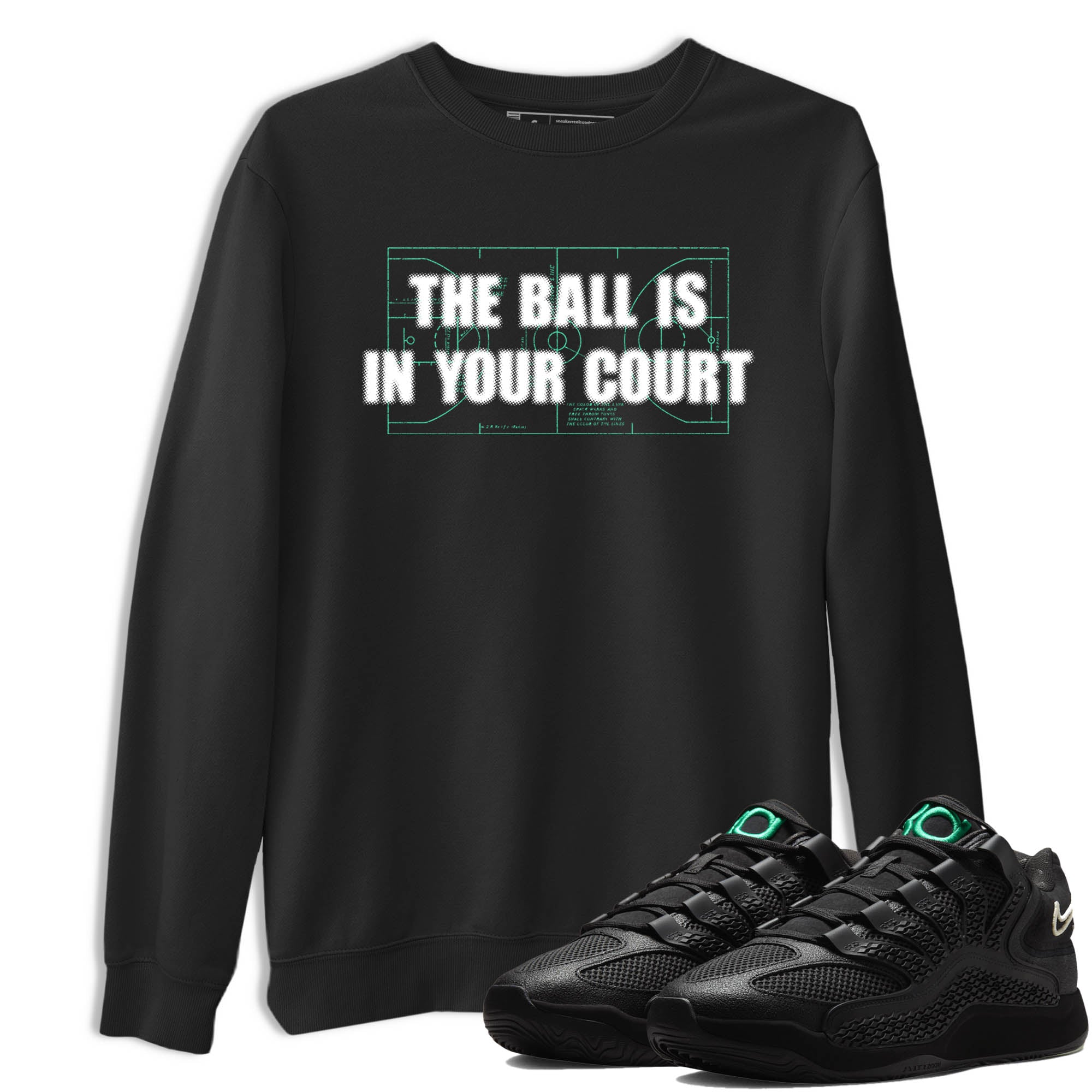 Sneaker Threads – Sneaker Tees To Match Nike KD 18 Black Label – The Ball Is In Your Court Graphic Tee Black 1. Perfect for Jordan releases 2025 colorways. Perfect for Kevin Durant basketball sneaker releases and all-black performance colorways for 2025 hoopers. 