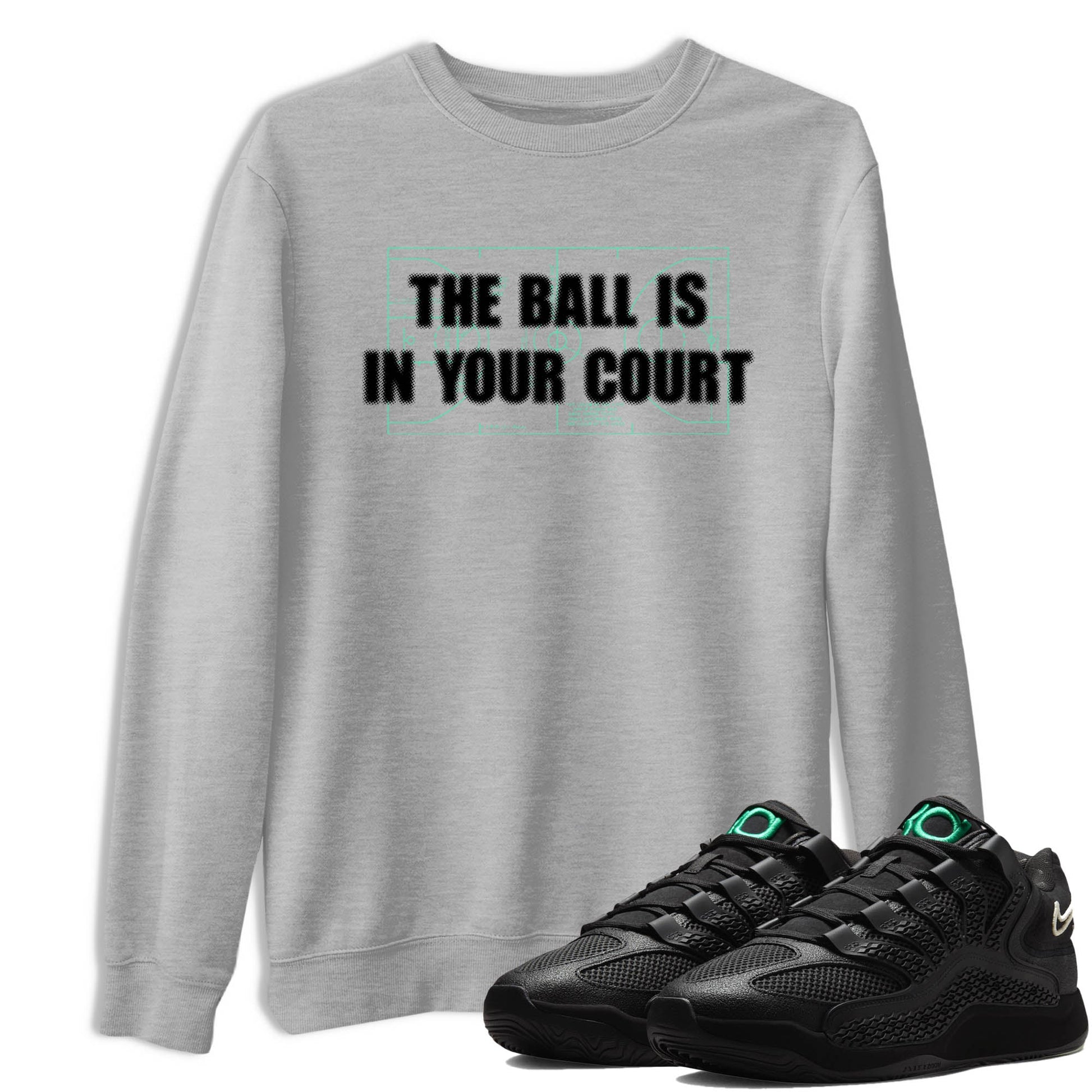 Sneaker Threads – Sneaker Tees To Match Nike KD 18 Black Label – The Ball Is In Your Court Graphic Tee Heather Grey 1. Perfect for Jordan releases 2025 colorways. Perfect for Kevin Durant basketball sneaker releases and all-black performance colorways for 2025 hoopers. 