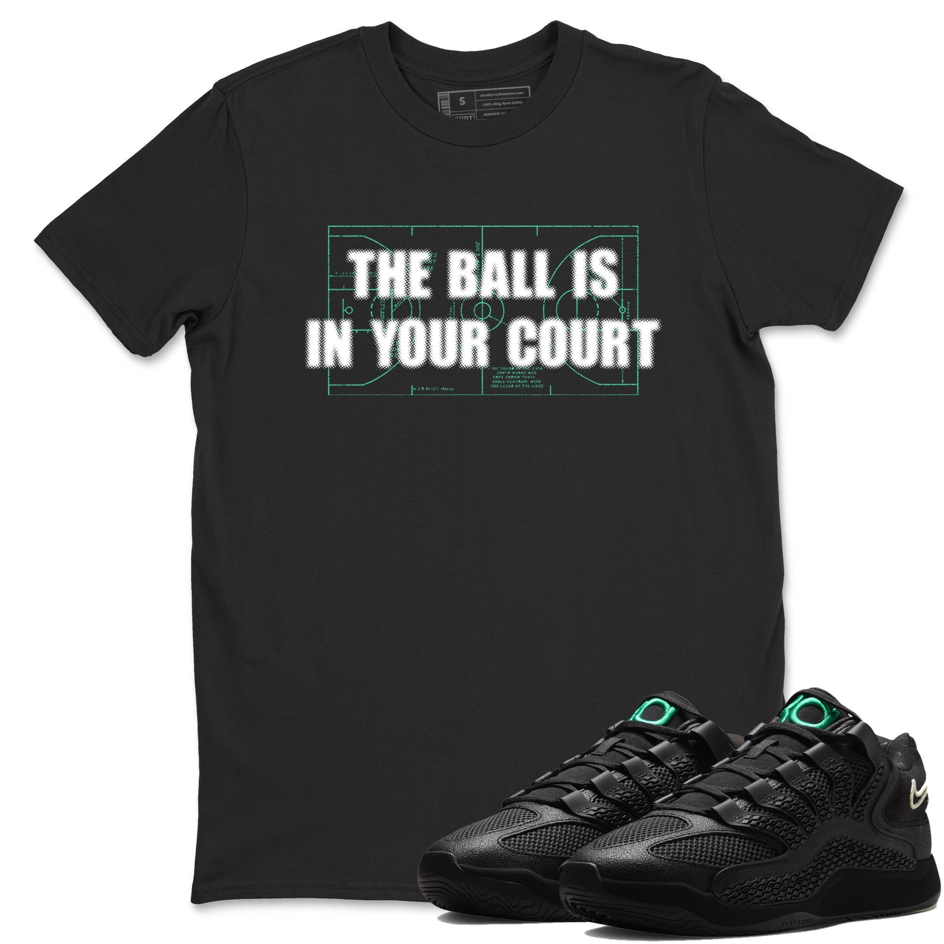 Sneaker Threads – Sneaker Tees To Match Nike KD 18 Black Label – The Ball Is In Your Court Graphic Tee Black 1. Perfect for Jordan releases 2025 colorways. Perfect for Kevin Durant basketball sneaker releases and all-black performance colorways for 2025 hoopers. 