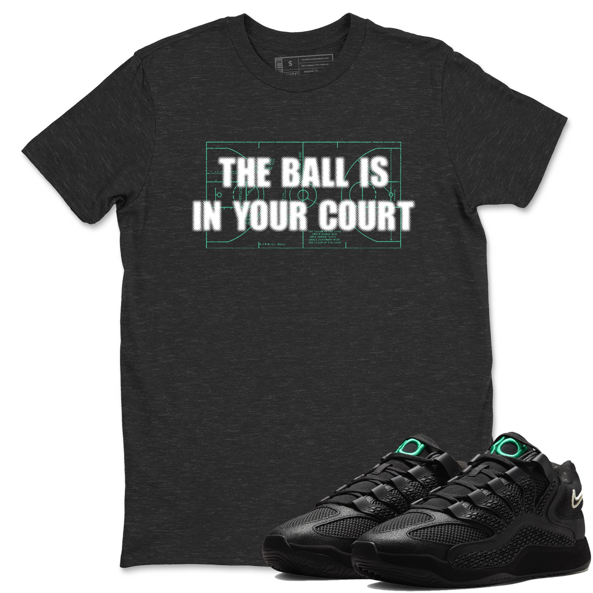 Sneaker Threads – Sneaker Tees To Match Nike KD 18 Black Label – The Ball Is In Your Court Graphic Tee Charcoal Heather 1. Perfect for Jordan releases 2025 colorways. Perfect for Kevin Durant basketball sneaker releases and all-black performance colorways for 2025 hoopers. 