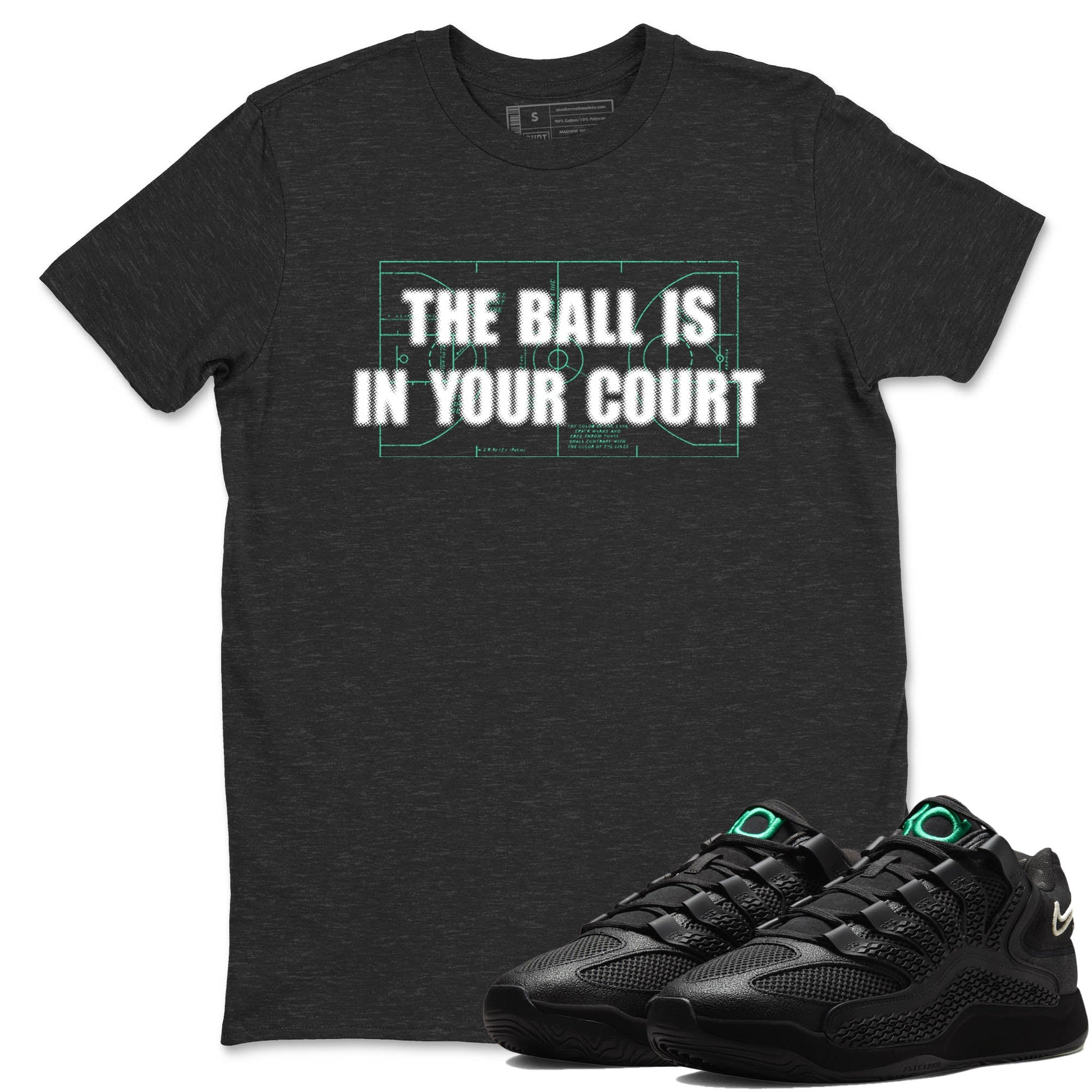 Sneaker Threads – Sneaker Tees To Match Nike KD 18 Black Label – The Ball Is In Your Court Graphic Tee Charcoal Heather 1. Perfect for Jordan releases 2025 colorways. Perfect for Kevin Durant basketball sneaker releases and all-black performance colorways for 2025 hoopers. 