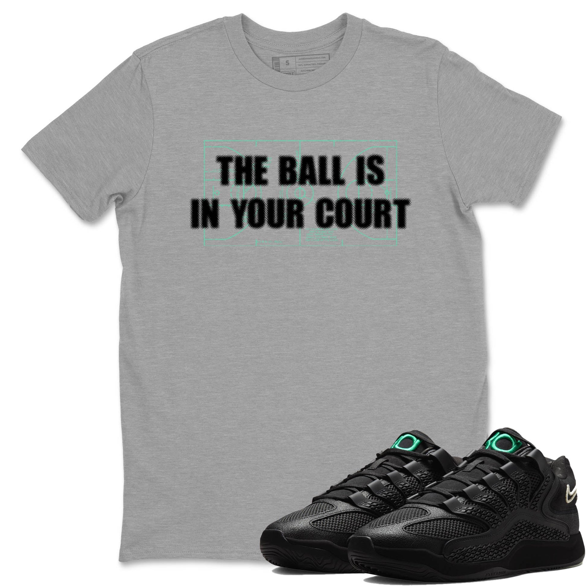 Sneaker Threads – Sneaker Tees To Match Nike KD 18 Black Label – The Ball Is In Your Court Graphic Tee Heather Grey 1. Perfect for Jordan releases 2025 colorways. Perfect for Kevin Durant basketball sneaker releases and all-black performance colorways for 2025 hoopers. 