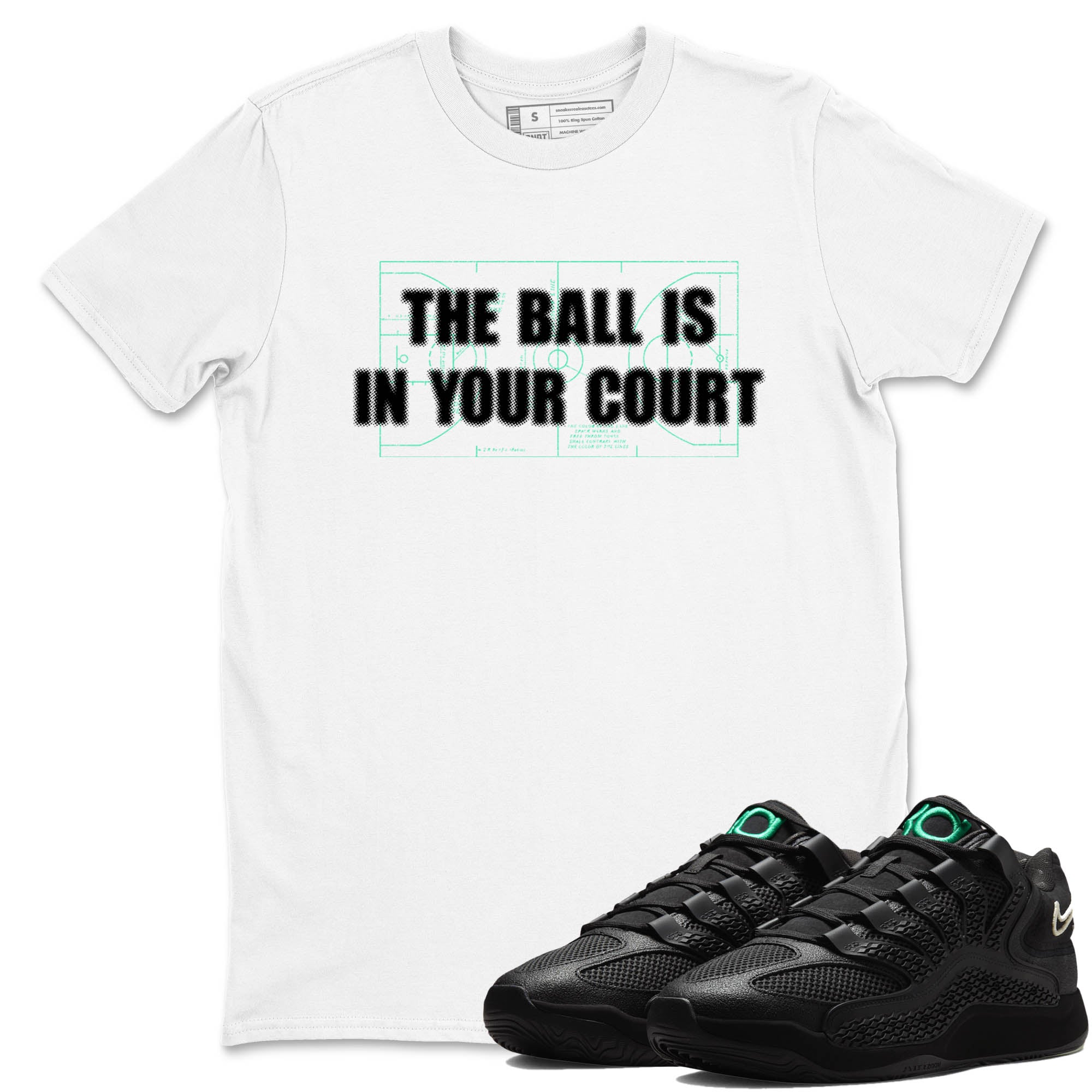 Sneaker Threads – Sneaker Tees To Match Nike KD 18 Black Label – The Ball Is In Your Court Graphic Tee White 1. Perfect for Jordan releases 2025 colorways. Perfect for Kevin Durant basketball sneaker releases and all-black performance colorways for 2025 hoopers. 