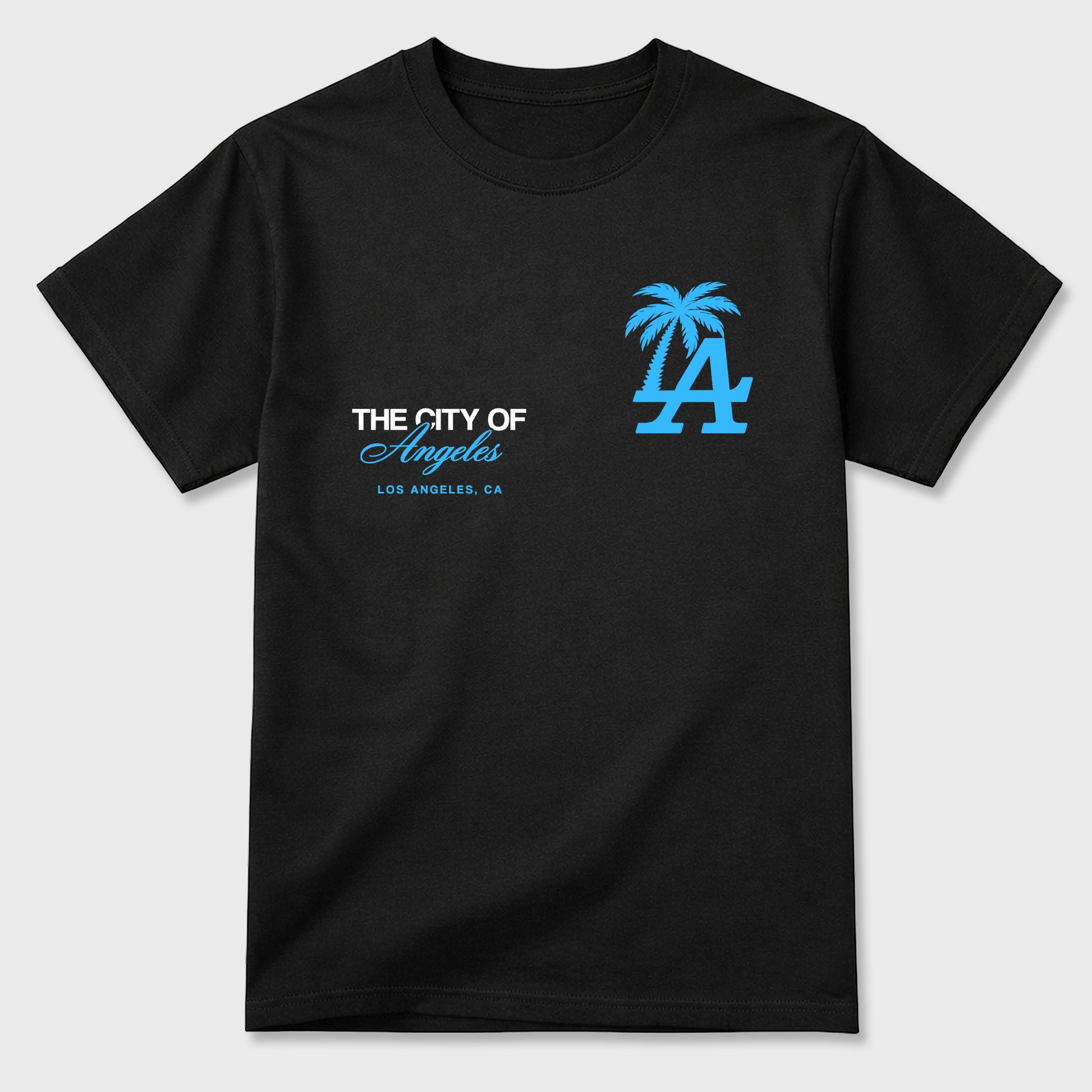Sneaker match tees – Sneaker Tees To Match Air Foamposite Pro University Blue Shoes – The City Of Angeles Tee Black 2
