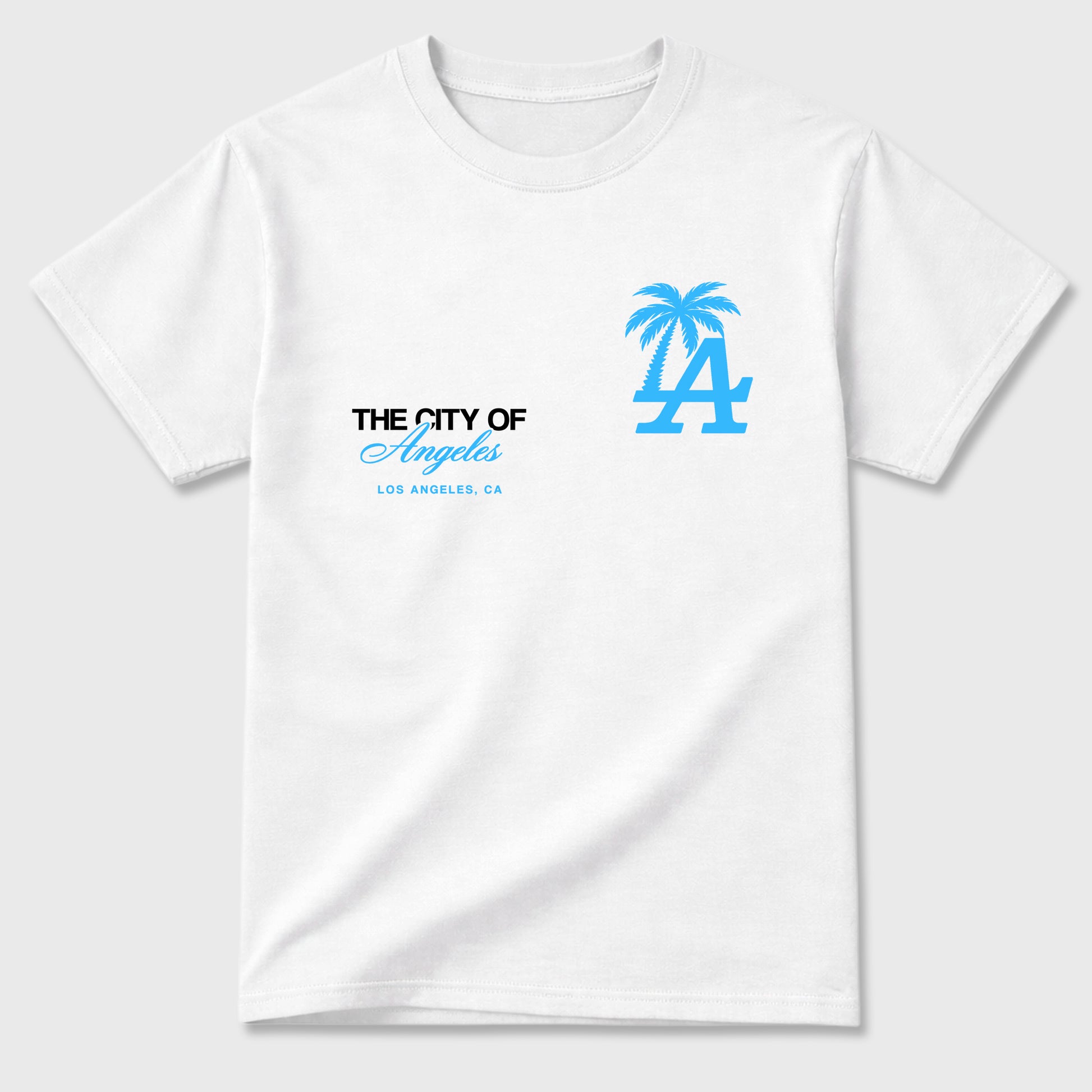Sneaker match tees – Sneaker Tees To Match Air Foamposite Pro University Blue Shoes – The City Of Angeles Tee White 2
