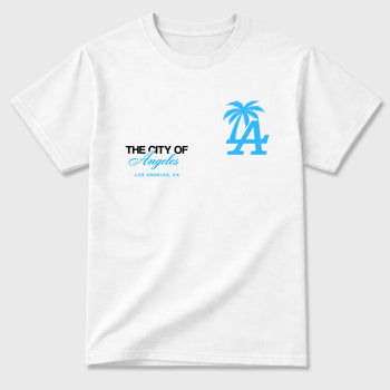 Sneaker match tees – Sneaker Tees To Match Air Foamposite Pro University Blue Shoes – The City Of Angeles Tee White 2
