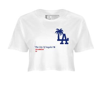 1s Rare Air shirts to match jordans The City Of Angeles sneaker match tees Air Jordan 1 High OG Rare Air Deep Royal Blue match shoes to clothes SNRT Sneaker Tees unisex cotton White 2 crop tee
