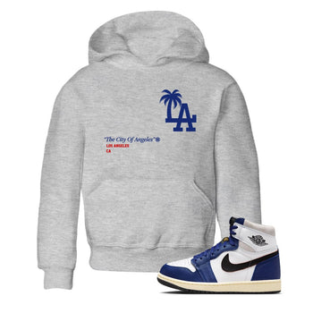 1s Rare Air shirts to match jordans The City Of Angeles sneaker match tees Air Jordan 1 High OG Rare Air Deep Royal Blue match shoes to clothes SNRT Sneaker Tees Youth Baby Heather Grey 1 tee