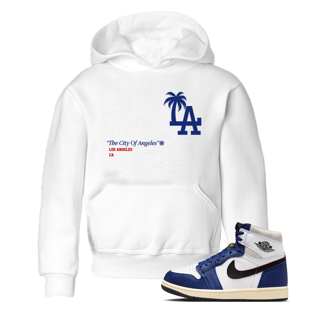 1s Rare Air shirts to match jordans The City Of Angeles sneaker match tees Air Jordan 1 High OG Rare Air Deep Royal Blue match shoes to clothes SNRT Sneaker Tees Youth Baby White 1 tee