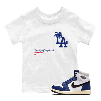 1s Rare Air shirts to match jordans The City Of Angeles sneaker match tees Air Jordan 1 High OG Rare Air Deep Royal Blue match shoes to clothes SNRT Sneaker Tees Youth Baby White 1 tee