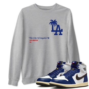 1s Rare Air shirts to match jordans The City Of Angeles sneaker match tees Air Jordan 1 High OG Rare Air Deep Royal Blue match shoes to clothes SNRT Sneaker Tees unisex cotton Heather Grey 1 shirts