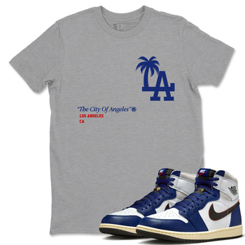 1s Rare Air shirts to match jordans The City Of Angeles sneaker match tees Air Jordan 1 High OG Rare Air Deep Royal Blue match shoes to clothes SNRT Sneaker Tees unisex cotton Heather Grey 1 shirts