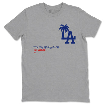 1s Rare Air shirts to match jordans The City Of Angeles sneaker match tees Air Jordan 1 High OG Rare Air Deep Royal Blue match shoes to clothes SNRT Sneaker Tees unisex cotton Heather Grey 2 shirts