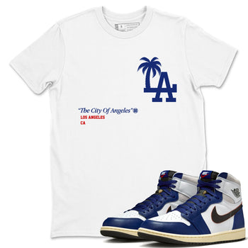 1s Rare Air shirts to match jordans The City Of Angeles sneaker match tees Air Jordan 1 High OG Rare Air Deep Royal Blue match shoes to clothes SNRT Sneaker Tees unisex cotton White 1 shirts
