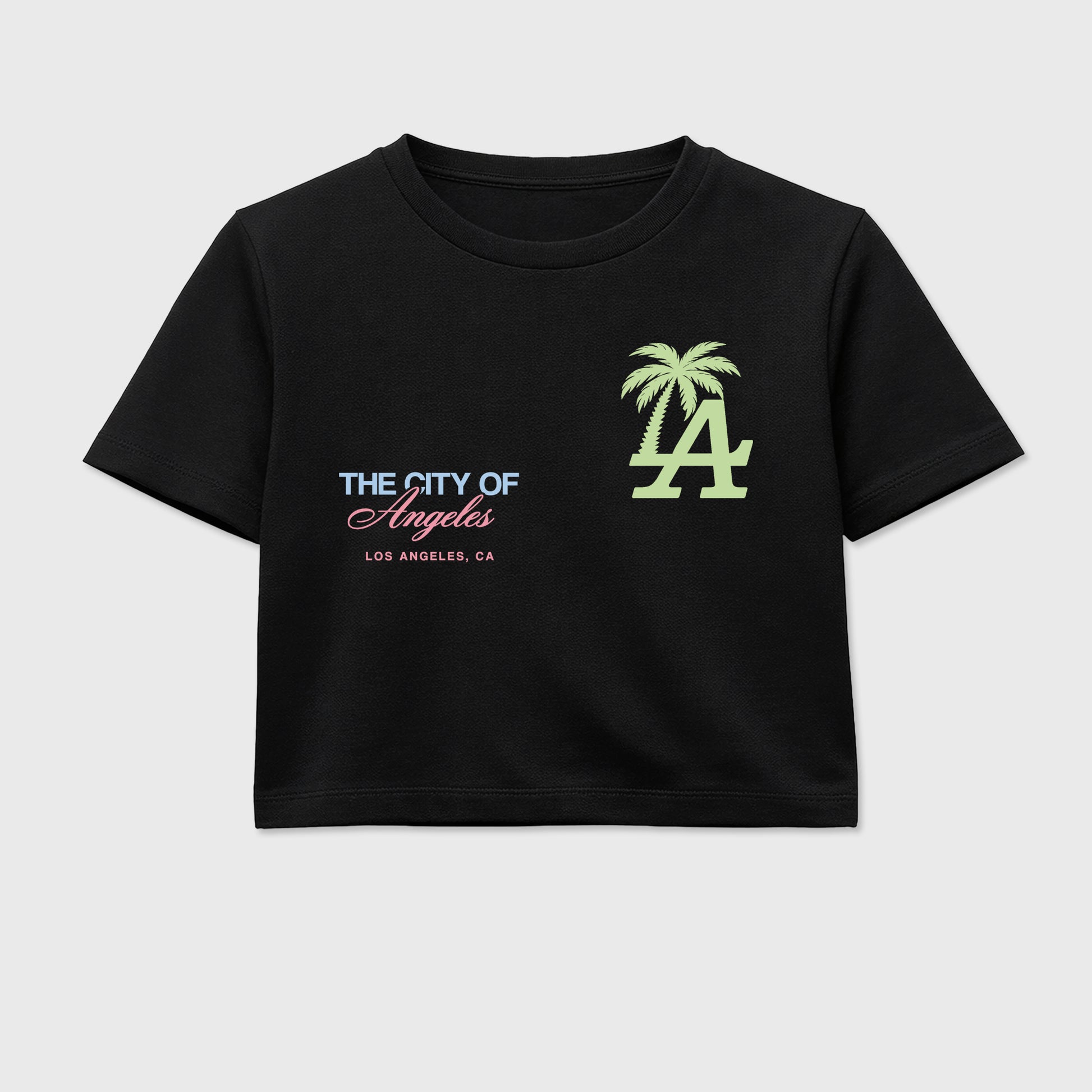 Sneaker match tees – Sneaker Tees To Match Air Jordan 3 Jade Aura Shoes – The City Of Angeles Crop T-Shirt Black 2
